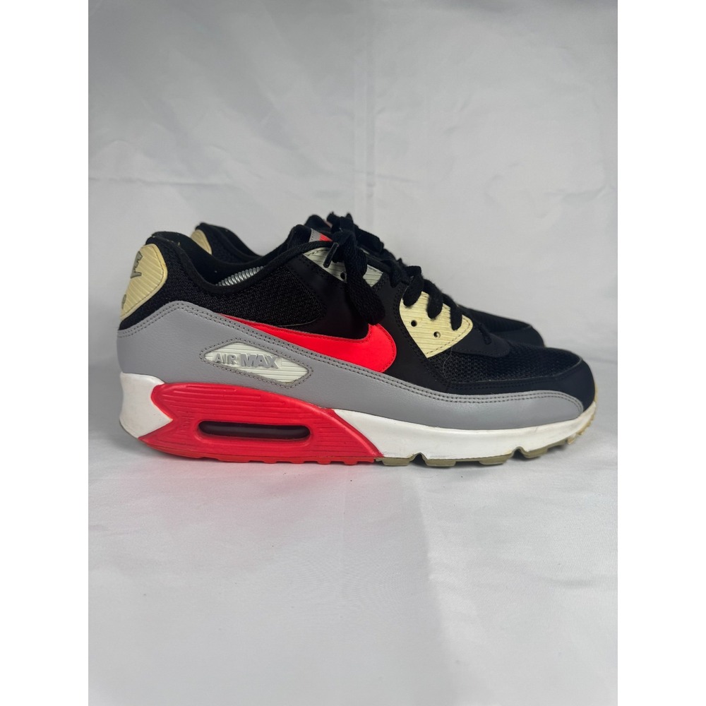 Nike Air Max 90 Essential AJ1285-012 Mens 12 Sneakers Black Red Wolf Gray Shoes
